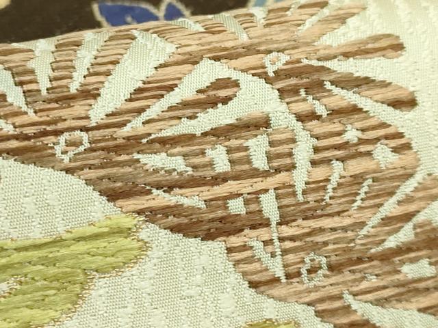 平和屋着物●極上 西陣 白綾苑大庭 六通柄袋帯 唐織 吉祥文 金糸 逸品 DZAB9842kh6