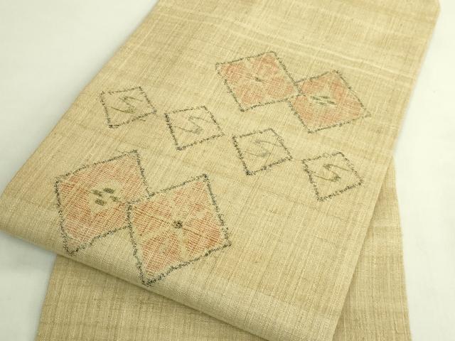 平和屋着物●極上 銀座 志ま亀 九寸名古屋帯 紬地 菱 たとう紙付き 逸品 DZAB9872kh6