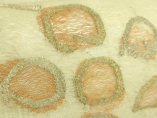 平和屋着物*極上 夏物 工芸染織 むら田 九寸名古屋帯 すくい織 舞花文 金糸 たとう紙付き 逸品 DZAB9882kh6