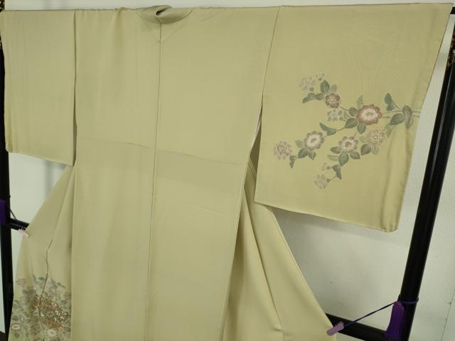 平和屋着物●極上 中国三大刺繍 スワトウ刺繍 汕頭刺繍 訪問着 草花文 蒸栗色地 金糸 ますいわ屋扱い 逸品 DZAB9934kh6