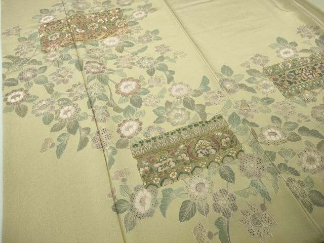 平和屋着物●極上 中国三大刺繍 スワトウ刺繍 汕頭刺繍 訪問着 草花文 蒸栗色地 金糸 ますいわ屋扱い 逸品 DZAB9934kh6