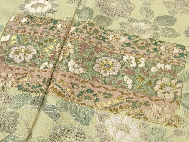 平和屋着物●極上 中国三大刺繍 スワトウ刺繍 汕頭刺繍 訪問着 草花文 蒸栗色地 金糸 ますいわ屋扱い 逸品 DZAB9934kh6