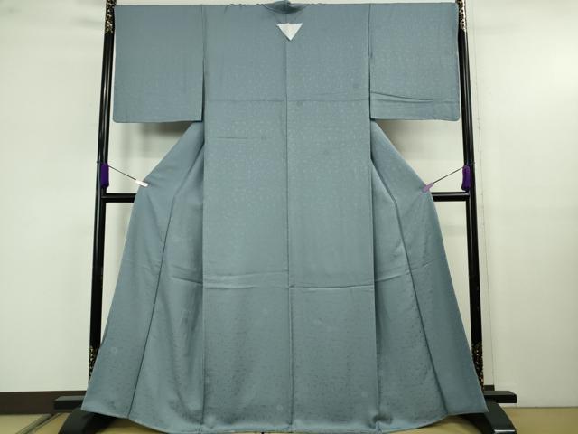 平和屋着物●極上 色無地 小石丸 菊地紋 藍鼠色 反端付き 逸品 未使用 DZAB9936kh6