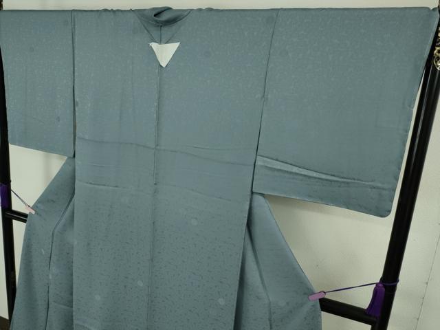 平和屋着物●極上 色無地 小石丸 菊地紋 藍鼠色 反端付き 逸品 未使用 DZAB9936kh6