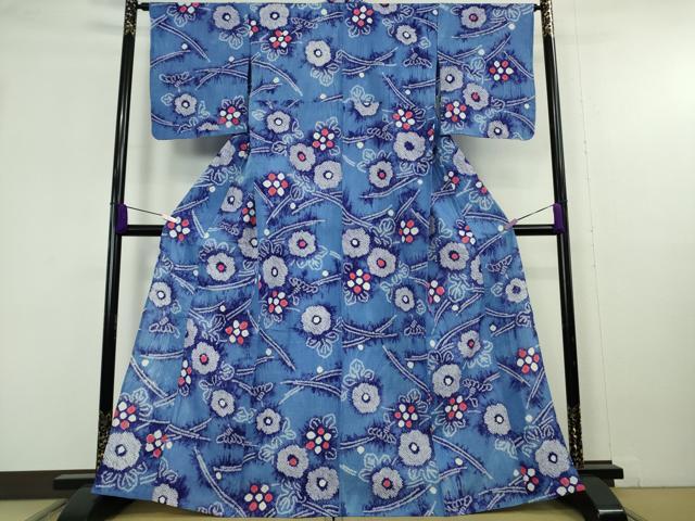 平和屋着物∴極上 夏物 浴衣 有松鳴海絞り 舞花文 綿 逸品 DZAB9958kh6