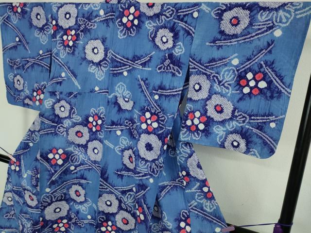 平和屋着物∴極上 夏物 浴衣 有松鳴海絞り 舞花文 綿 逸品 DZAB9958kh6