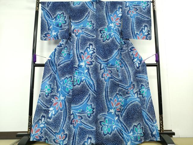 平和屋着物∴極上 夏物 浴衣 有松鳴海絞り 枝花文 綿 逸品 未使用 DZAB9959kh6