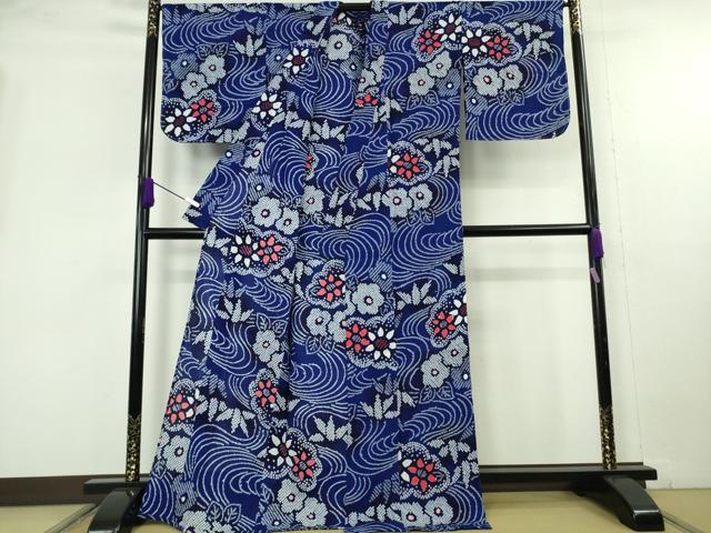 平和屋着物∴極上 夏物 浴衣 有松鳴海絞り 流水笹花文 綿 逸品 未使用 DZAB9960kh6