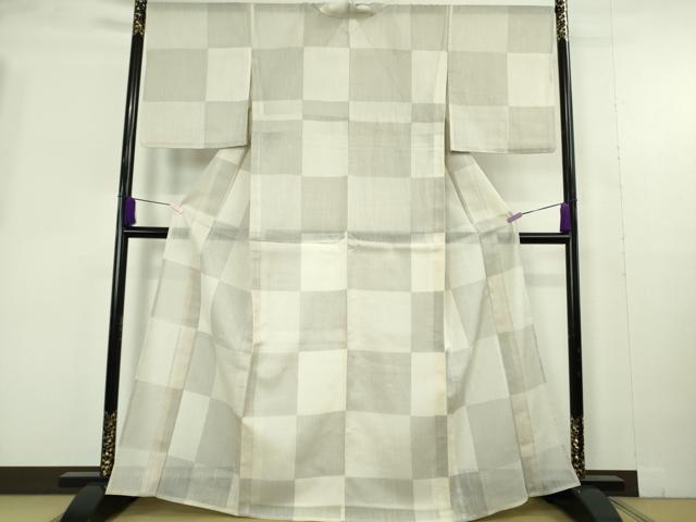平和屋着物*極上 夏物 結城紬 夏結城 100亀甲 市松文様 逸品 DZAB9974kh6