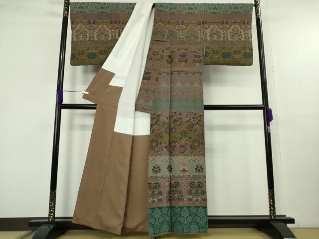 平和屋本店●極上 前田仁仙 仁仙更紗 訪問着 更紗花文 鬼しぼ縮緬 逸品 DZAB9999kh6