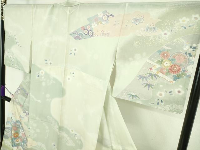 平和屋着物*極上 夏物 訪問着 絽 駒刺繍 桃山 吉祥花文 暈し染め 逸品 DZAC0004kh6
