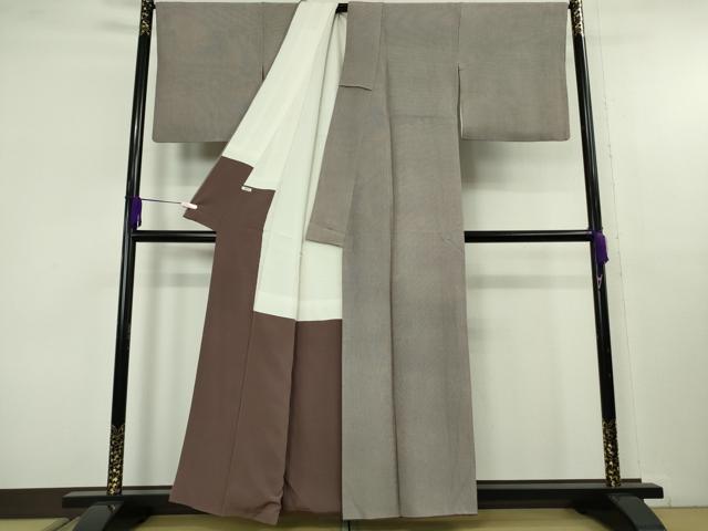 平和屋本店●極上 小紋師 藍田正雄 江戸小紋 毛万筋 紅消鼠色×薄色 鬼しぼ縮緬 逸品 DZAC0010kh6