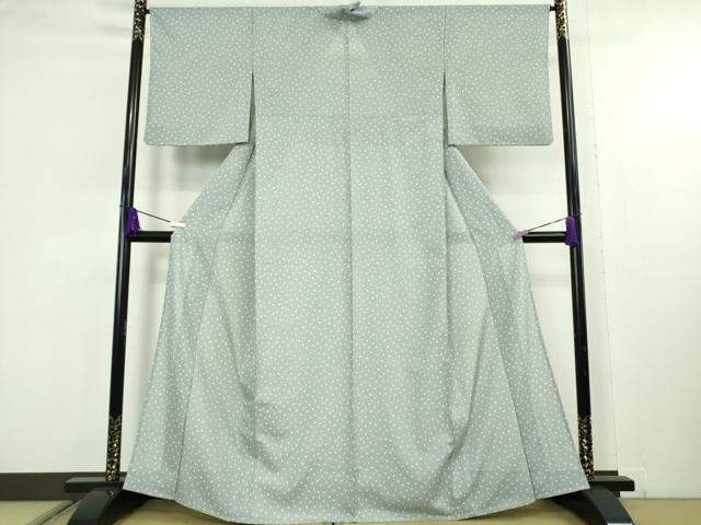 平和屋着物*極上 夏物 洗える最高級着物 <英>はなぶさ謹製 小紋 絽 丸文 灰青色地 逸品 DZAC0019kh6