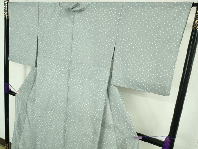 平和屋着物*極上 夏物 洗える最高級着物 <英>はなぶさ謹製 小紋 絽 丸文 灰青色地 逸品 DZAC0019kh6