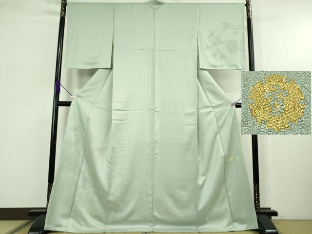 平和屋本店●極上 ジャパンオートクチュール 渡辺雪三郎 訪問着 花唐草文 裏葉柳色地 金彩 三越扱い 逸品 未使用 DZAC0021kh6
