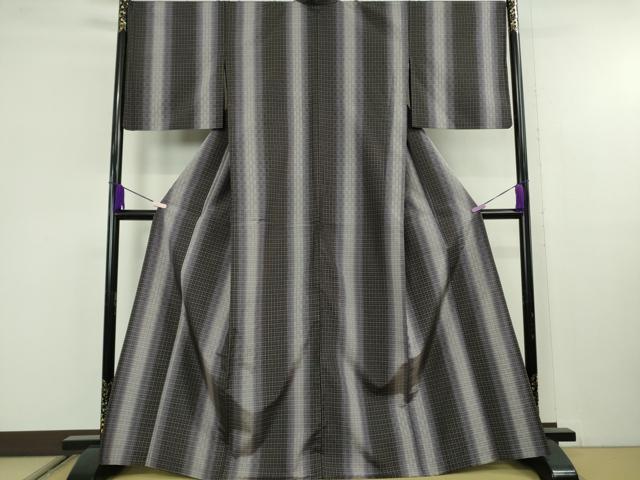 平和屋着物▽極上 花織 紬 単衣 間道 逸品 DZAC0056kh6