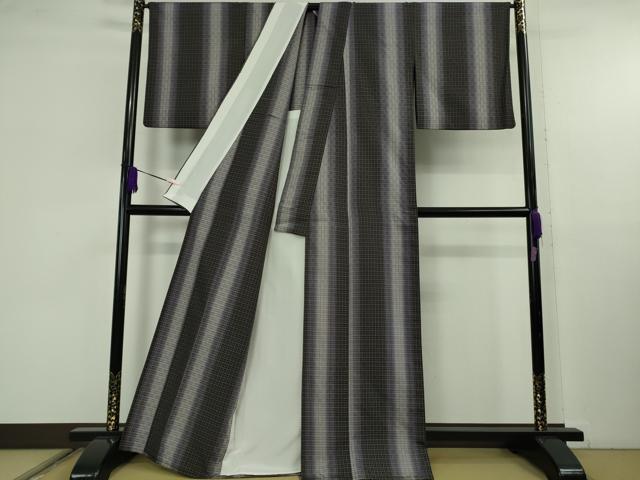 平和屋着物▽極上 花織 紬 単衣 間道 逸品 DZAC0056kh6