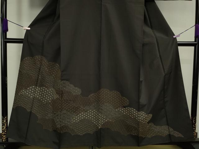 平和屋着物●極上 本場大島紬 訪問着 刺し子 総刺繍 雲取り名物裂 檳榔子染色地 逸品 DZAC0068kh6