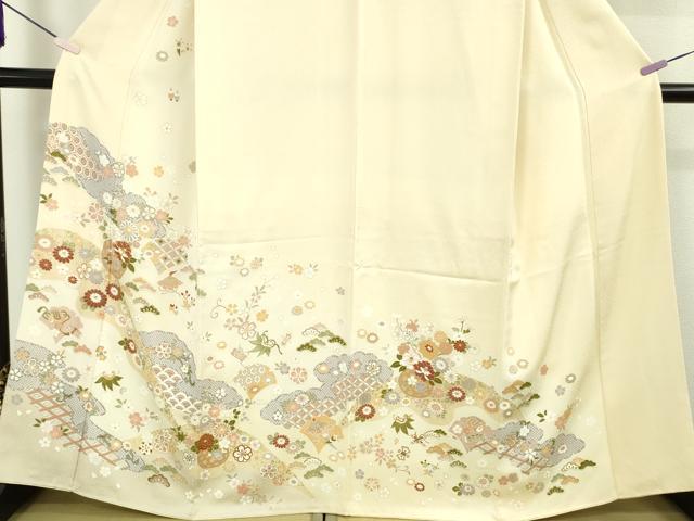 平和屋本店●極上 訪問着 駒刺繍 花篭 宝尽くし 蜂蜜色地 暈し染め 金彩 伊勢丹扱い 逸品 DZAC0077kh6