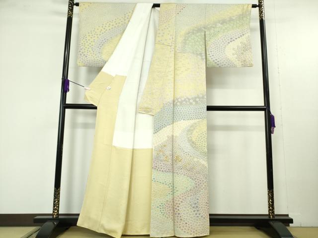 平和屋着物●極上 中国三大刺繍 相良刺繍 訪問着 朧染め 重ね絞り 流水花文 暈し染め 金糸 銀通し地 逸品 DZAC0095kh6