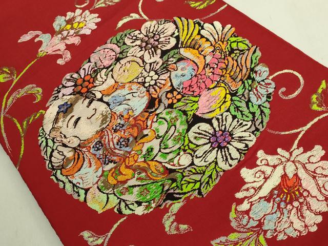 平和屋本店●最高級 龍村平蔵製 太鼓柄 本袋帯 唐織 人形手印金錦 金銀糸 逸品 DZAC0109kh6
