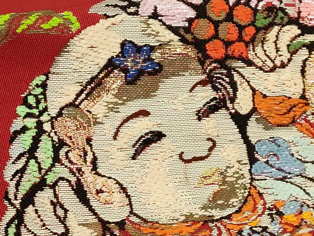 平和屋本店●最高級 龍村平蔵製 太鼓柄 本袋帯 唐織 人形手印金錦 金銀糸 逸品 DZAC0109kh6