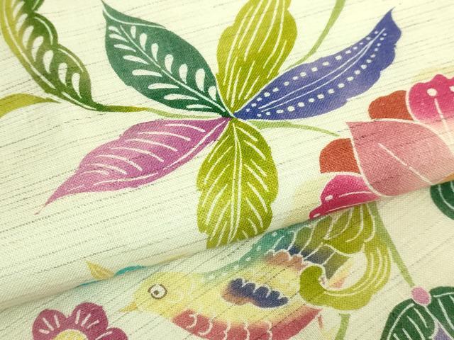 平和屋本店*極上 夏物 九寸名古屋帯 花鳥唐草 麻 やまと誂製 逸品 DZAC0130kh6