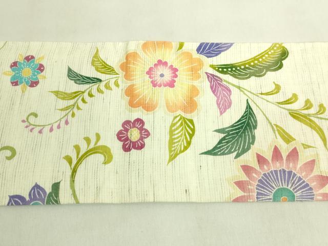 平和屋本店*極上 夏物 九寸名古屋帯 花鳥唐草 麻 やまと誂製 逸品 DZAC0130kh6