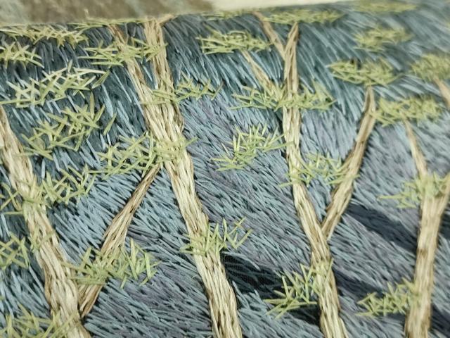 平和屋本店●希少 中国国宝刺繍 乱針刺繍 総刺繍 六通柄袋帯 富士山 逸品 DZAC0135kh6
