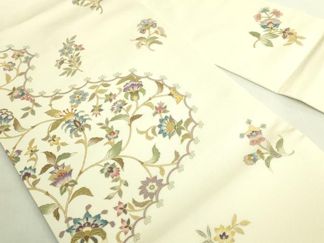 平和屋本店●極上 岡重謹製 OKAJIMA 九寸名古屋帯 更紗花文 金彩 逸品 DZAC0142kh6