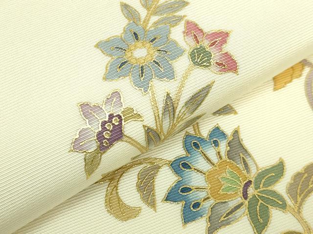 平和屋本店●極上 岡重謹製 OKAJIMA 九寸名古屋帯 更紗花文 金彩 逸品 DZAC0142kh6