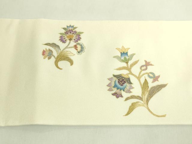 平和屋本店●極上 岡重謹製 OKAJIMA 九寸名古屋帯 更紗花文 金彩 逸品 DZAC0142kh6