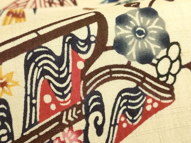 平和屋本店*最高級 夏物 城間栄順・城間栄喜・城間栄市 本場琉球紅型 九寸名古屋帯 琉藍 染と織 小千谷織物 証紙付き 逸品 DZAC0148kh6