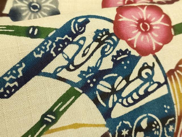 平和屋本店*最高級 夏物 城間栄順・城間栄喜・城間栄市 本場琉球紅型 九寸名古屋帯 琉藍 染と織 小千谷織物 証紙付き 逸品 DZAC0148kh6