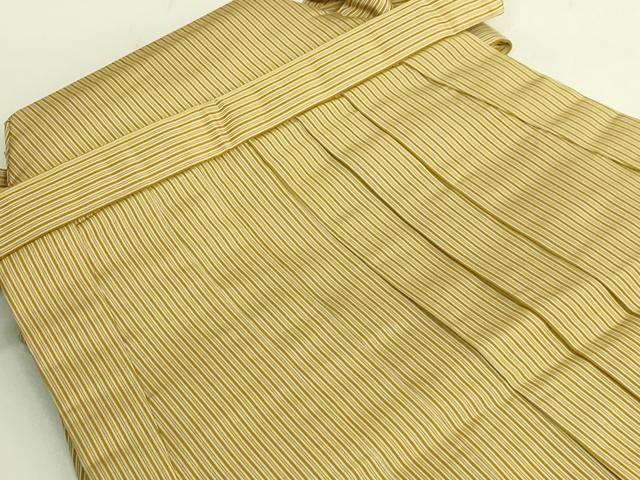 平和屋本店●極上 男性 人間国宝 甲田綏郎 精好仙台平 馬乗り袴 縞 芥子色地 逸品 DZAC0176kh6