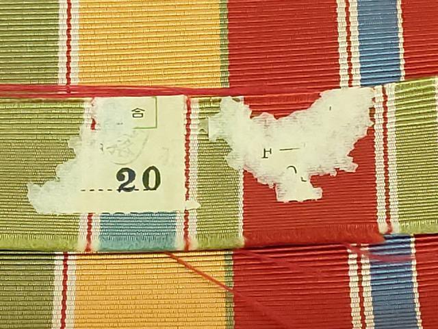 平和屋着物●極上 本場筑前博多織 八寸名古屋帯 間道 証紙付き 逸品 未使用 DZAC0192kh6