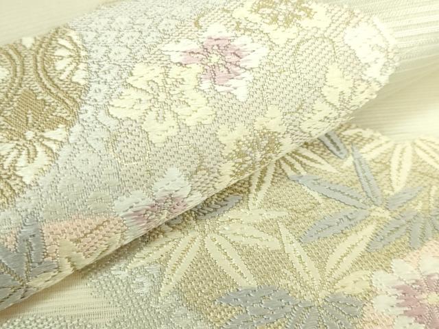 平和屋着物*極上 夏物 西陣 志都香謹製 六通柄袋帯 唐織 雲取花文 金糸 証紙付き 逸品 未使用 DZAC0197kh6