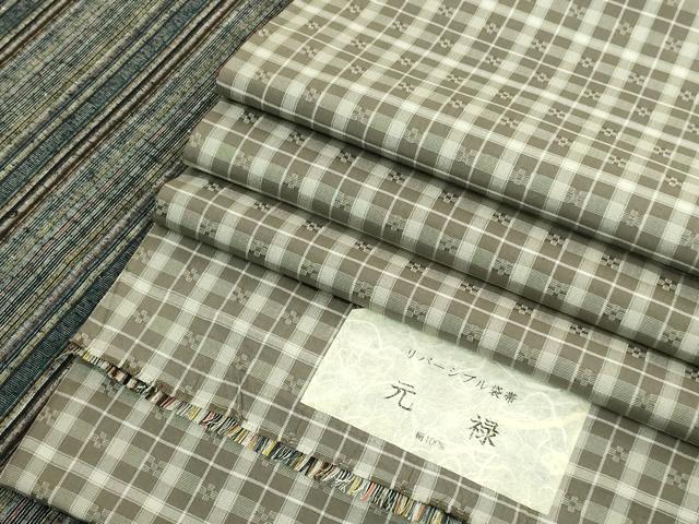 平和屋着物●極上 両面 全通柄袋帯 紬地 花織 元禄 証紙付き 逸品 未使用 DZAC0198kh6