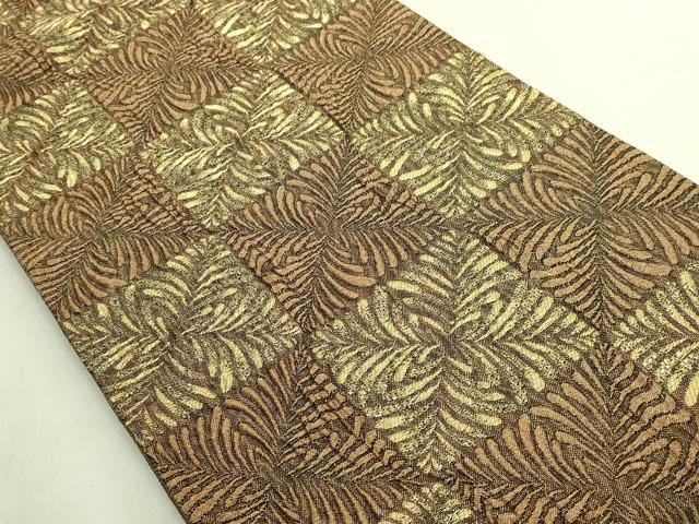 平和屋着物*極上 夏物 西陣 橋本テル織物謹製 六通柄袋帯 市松花文 しぼ浪漫 金糸 証紙・反端付き 逸品 未使用 DZAC0200kh6