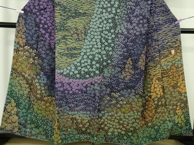平和屋本店●極上 十日町 名門 滝泰謹製 訪問着 中国三大刺繍 相良刺繍 朧染め 襲絞り 暈し染め 金糸 金通し地 逸品 未使用 DZAC0205kh6