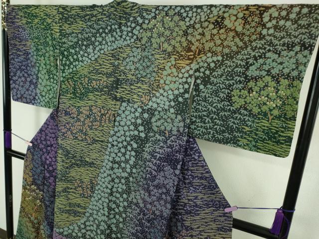 平和屋本店●極上 十日町 名門 滝泰謹製 訪問着 中国三大刺繍 相良刺繍 朧染め 襲絞り 暈し染め 金糸 金通し地 逸品 未使用 DZAC0205kh6