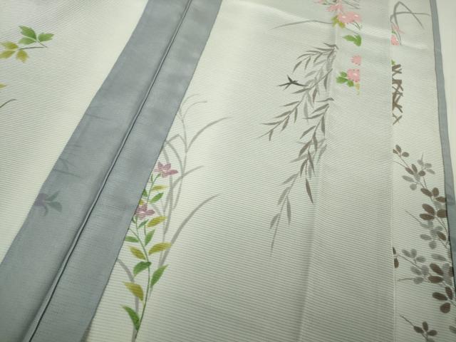 平和屋本店▽極上 訪問着 無双 紗袷 紗×絽 草花文 暈し染め 逸品 DZAC0216kh6