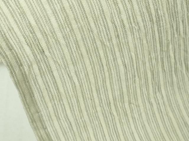 平和屋本店*極上 夏物 本場小千谷ちぢみ 麻 縞 砂色地 逸品 DZAC0219kh6