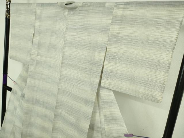 平和屋本店*極上 夏物 本場小千谷ちぢみ 麻 横段文 吉新織物謹製 証紙付き 逸品 DZAC0220kh6