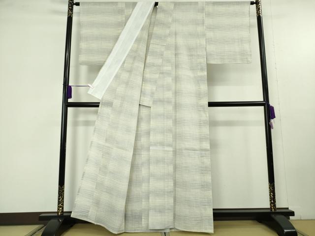 平和屋本店*極上 夏物 本場小千谷ちぢみ 麻 横段文 吉新織物謹製 証紙付き 逸品 DZAC0220kh6