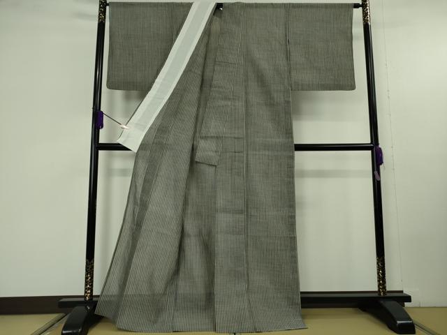 平和屋本店*極上 夏物 本場小千谷ちぢみ 麻 縞 千歳茶色×蒸栗色 逸品 DZAC0221kh6