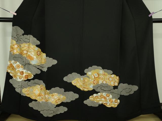 平和屋本店●極上 創業460年・千總 黒留袖 駒刺繍 雲取り宝尽くし 金彩 三越扱い 逸品 DZAC0227kh6