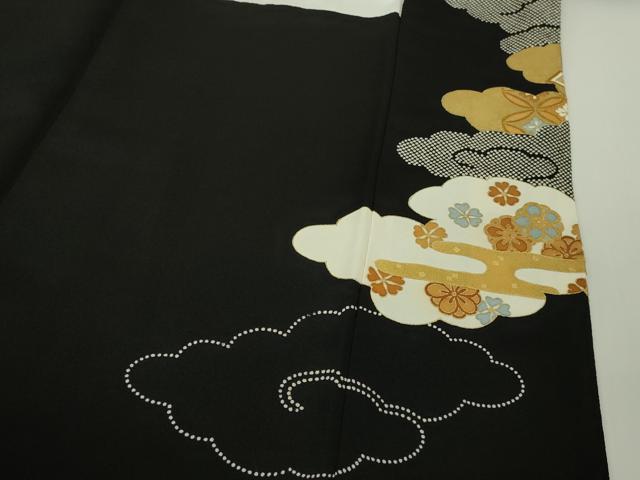 平和屋本店●極上 創業460年・千總 黒留袖 駒刺繍 雲取り宝尽くし 金彩 三越扱い 逸品 DZAC0227kh6