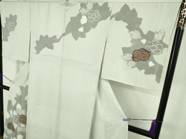 平和屋本店●極上 創業460年・千總 訪問着 駒刺繍 絞り 草花文 白緑色地 大丸扱い 逸品 未使用 DZAC0229kh6