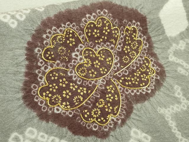 平和屋本店●極上 創業460年・千總 訪問着 駒刺繍 絞り 草花文 白緑色地 大丸扱い 逸品 未使用 DZAC0229kh6